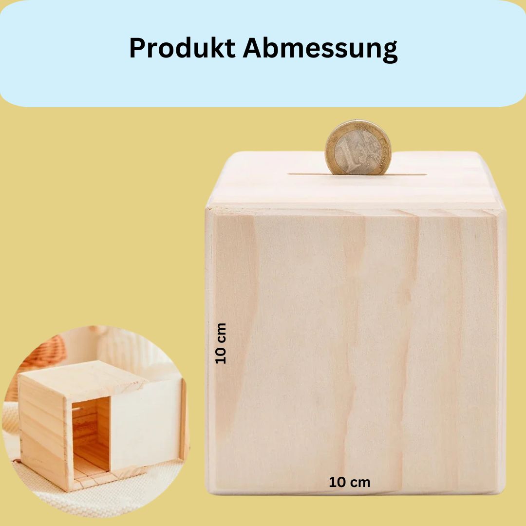 Personalisierte Spardose für Kinder aus ökologischem Holz