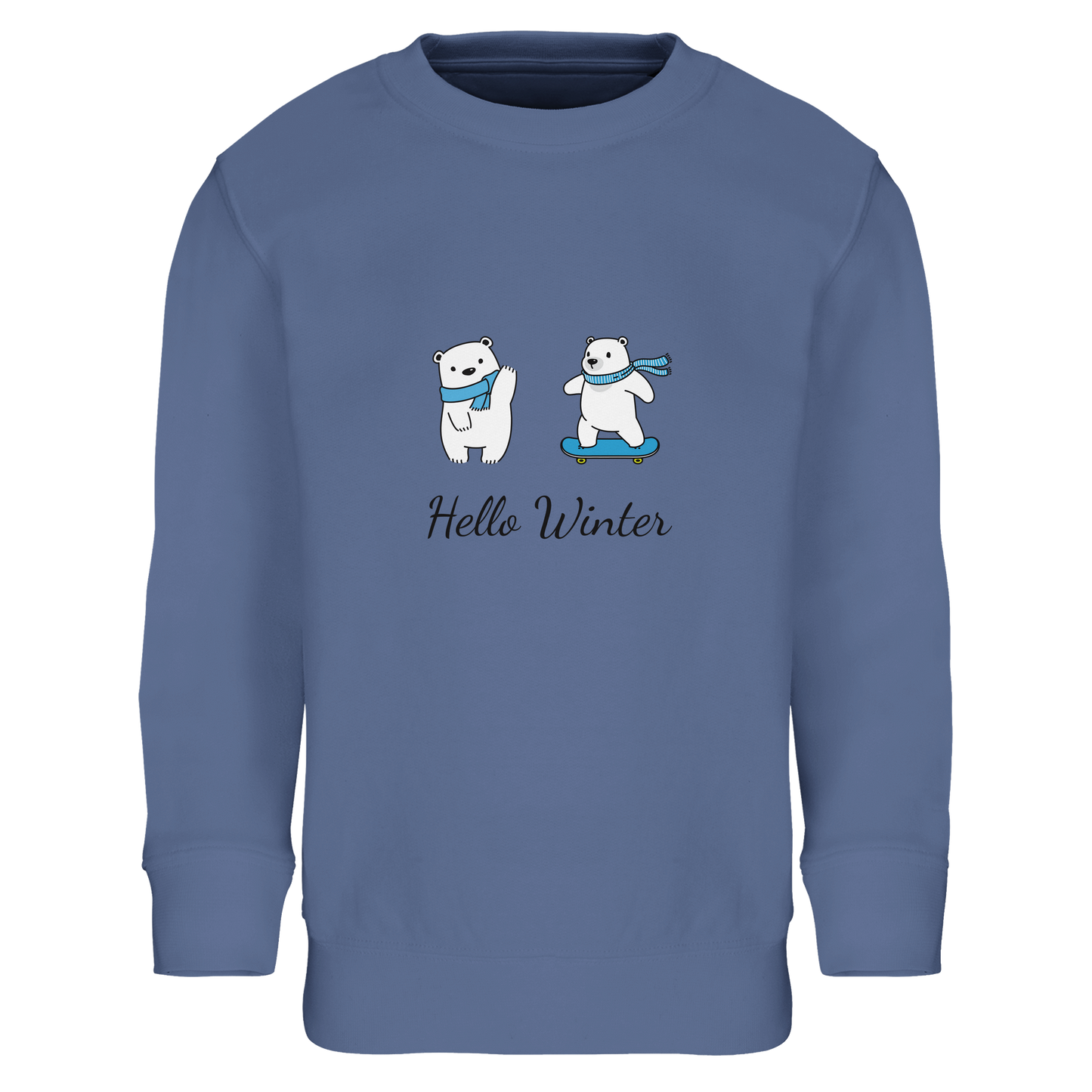 Hello Winter Sweatshirt blau für Kinder - umweltfreundlicher Pullover aus nachhaltigen Materialien
