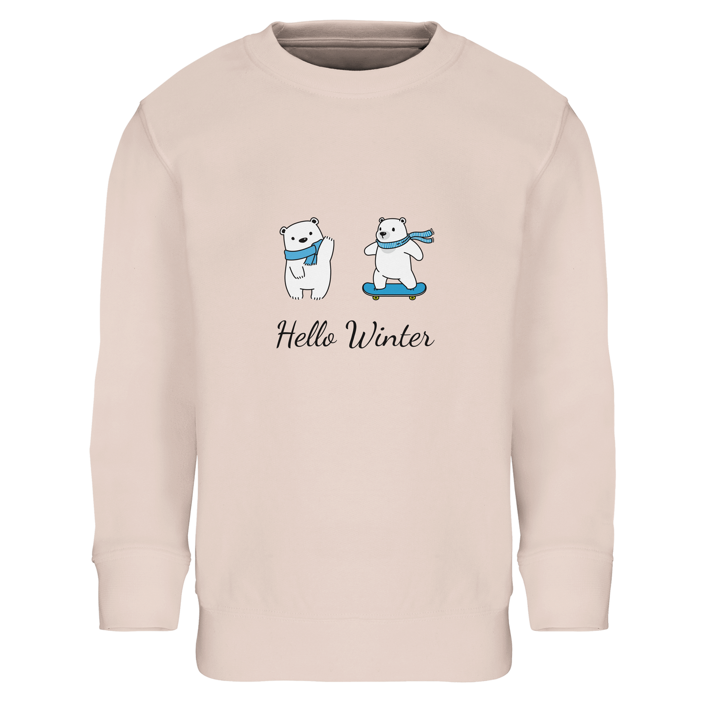 Hello Winter Kinder Sweatshirt pink - Unisex Pullover mit gerippten Bündchen für optimale Passform