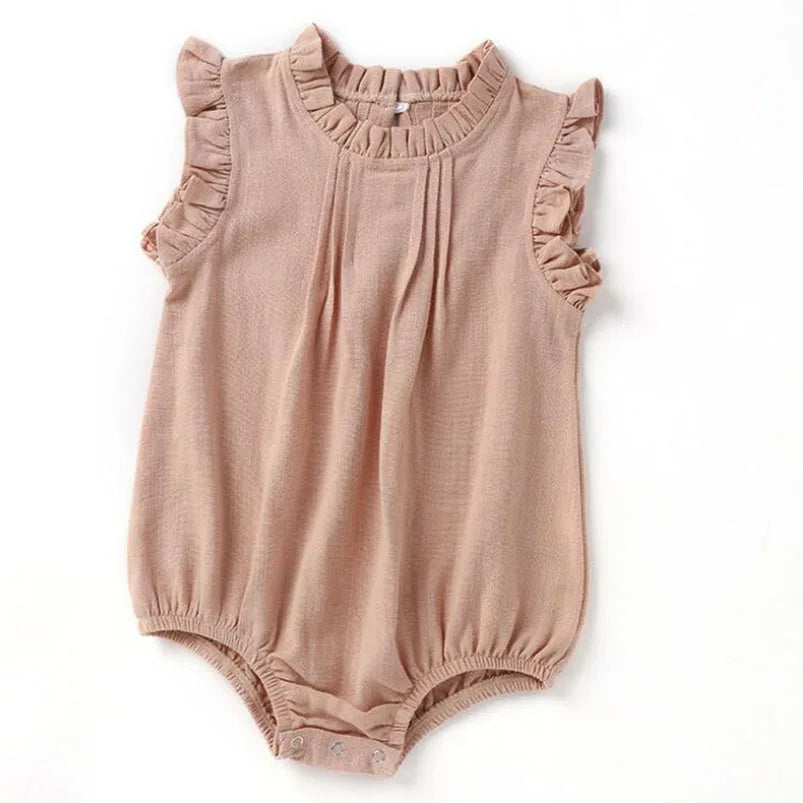 Retro Leinen Romper in pink