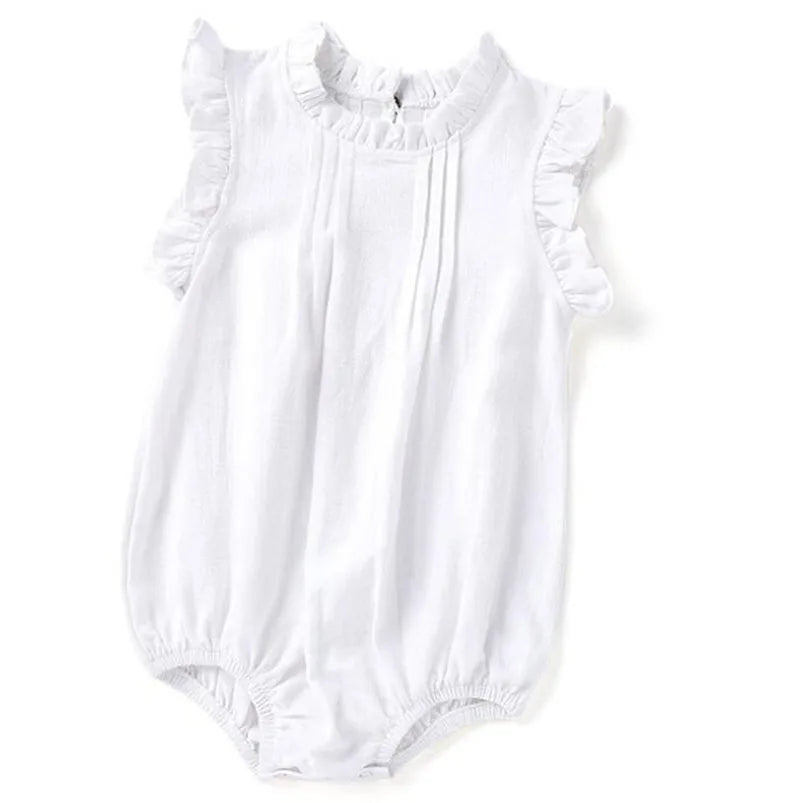 Retro Leinen Romper in weiß