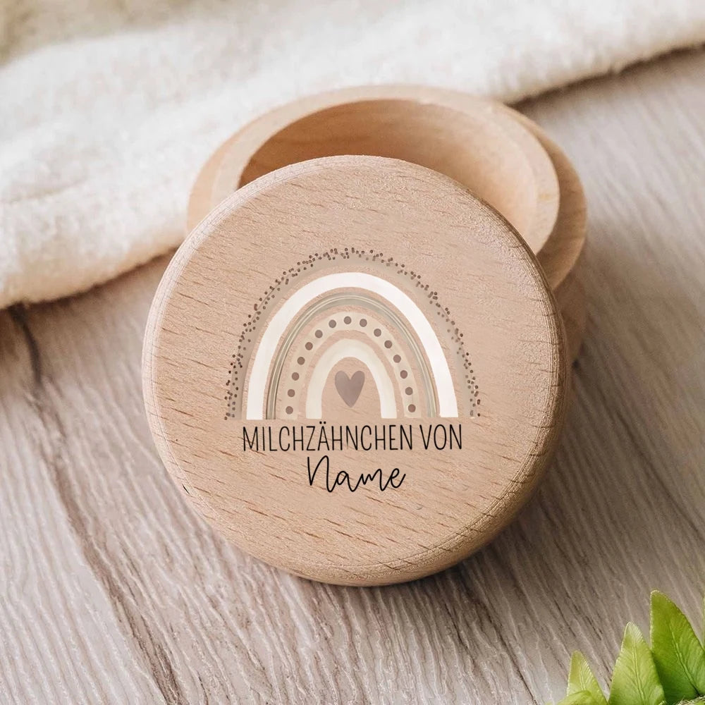 Personalisierte Milchzahndose aus Holz