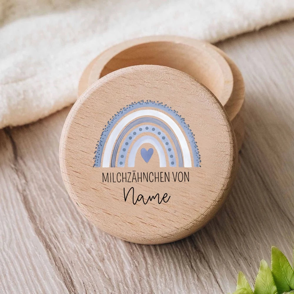 Personalisierte Milchzahndose aus Holz