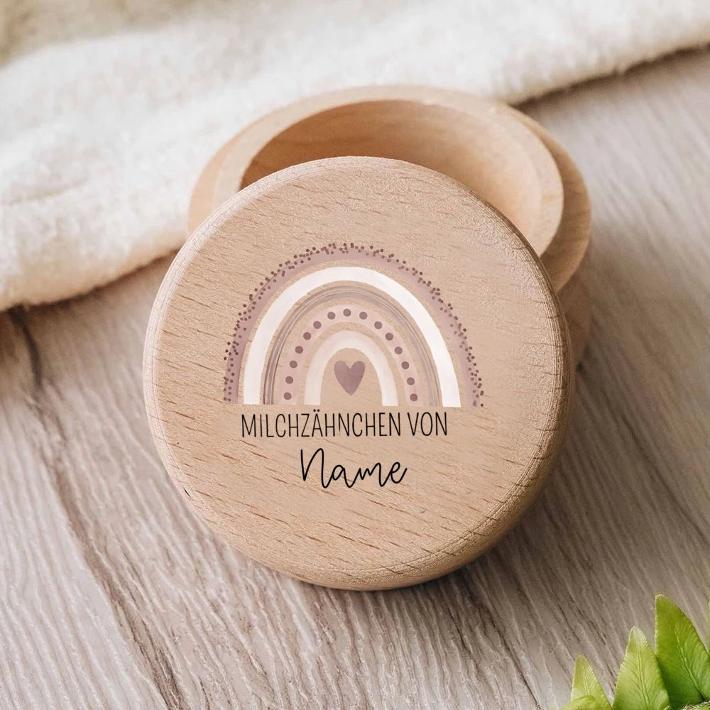 Personalisierte Milchzahndose aus Holz