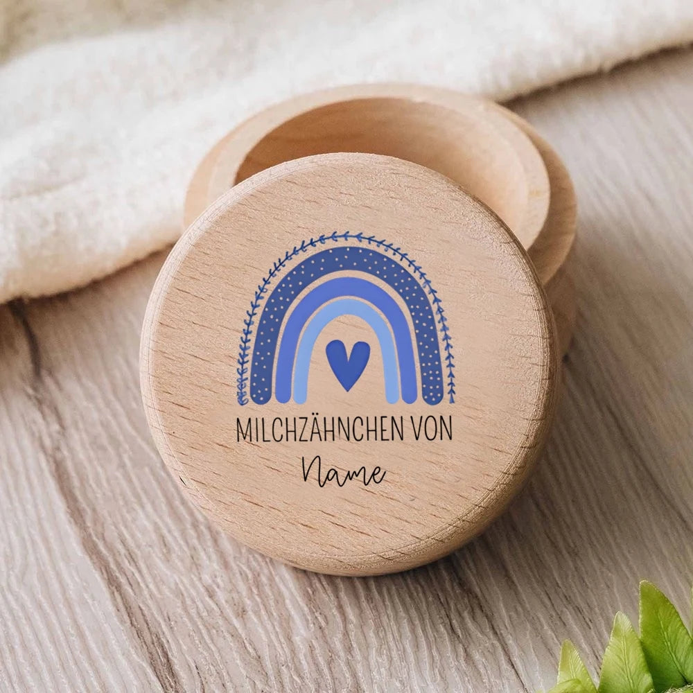 Personalisierte Milchzahndose aus Holz