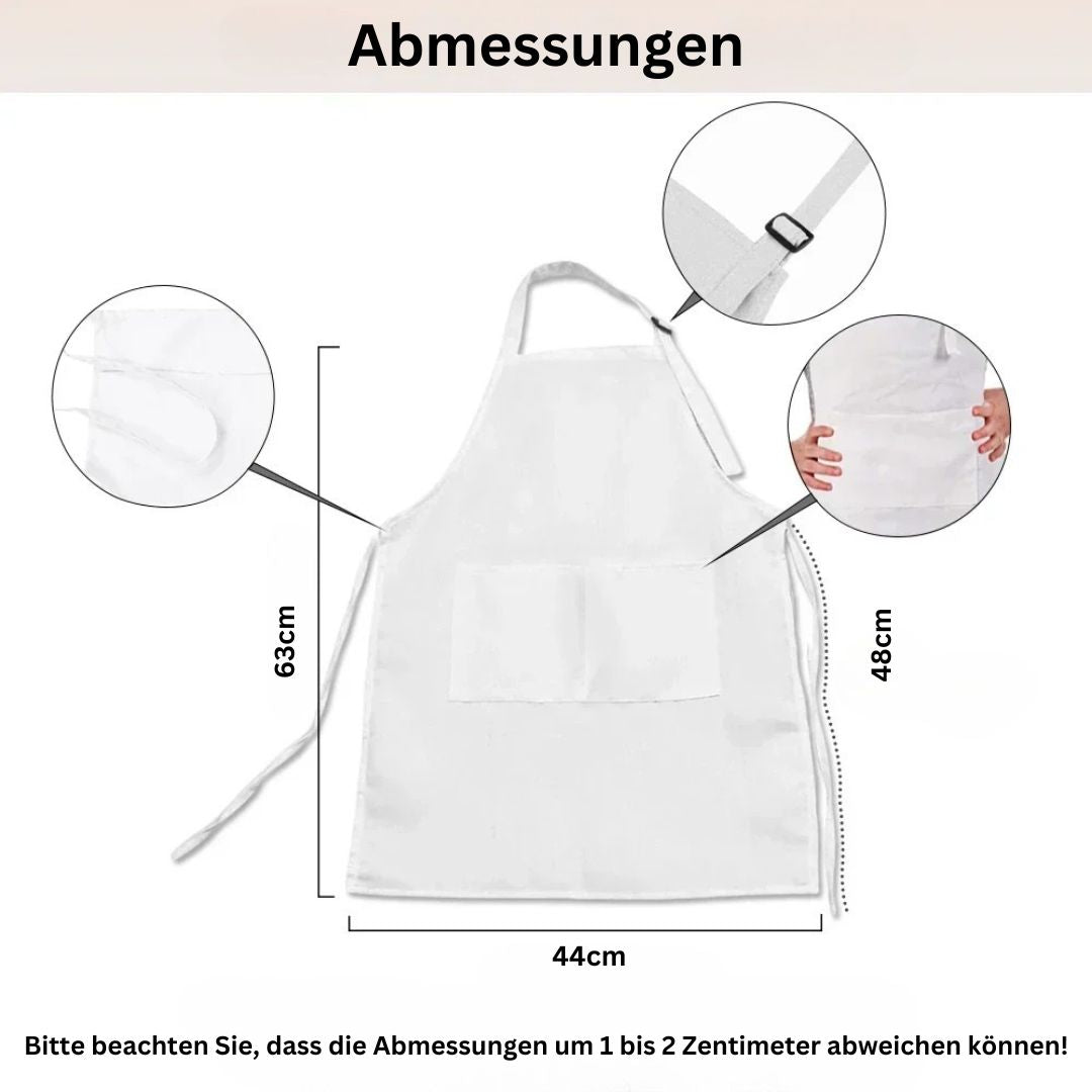 Personalisierte Kinderschürze mit Regenbogen-Motiven