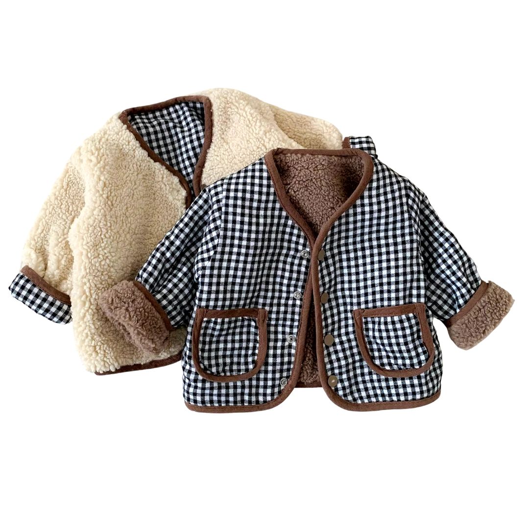 Doppelseitige Kinderjacke mit Teddyfell