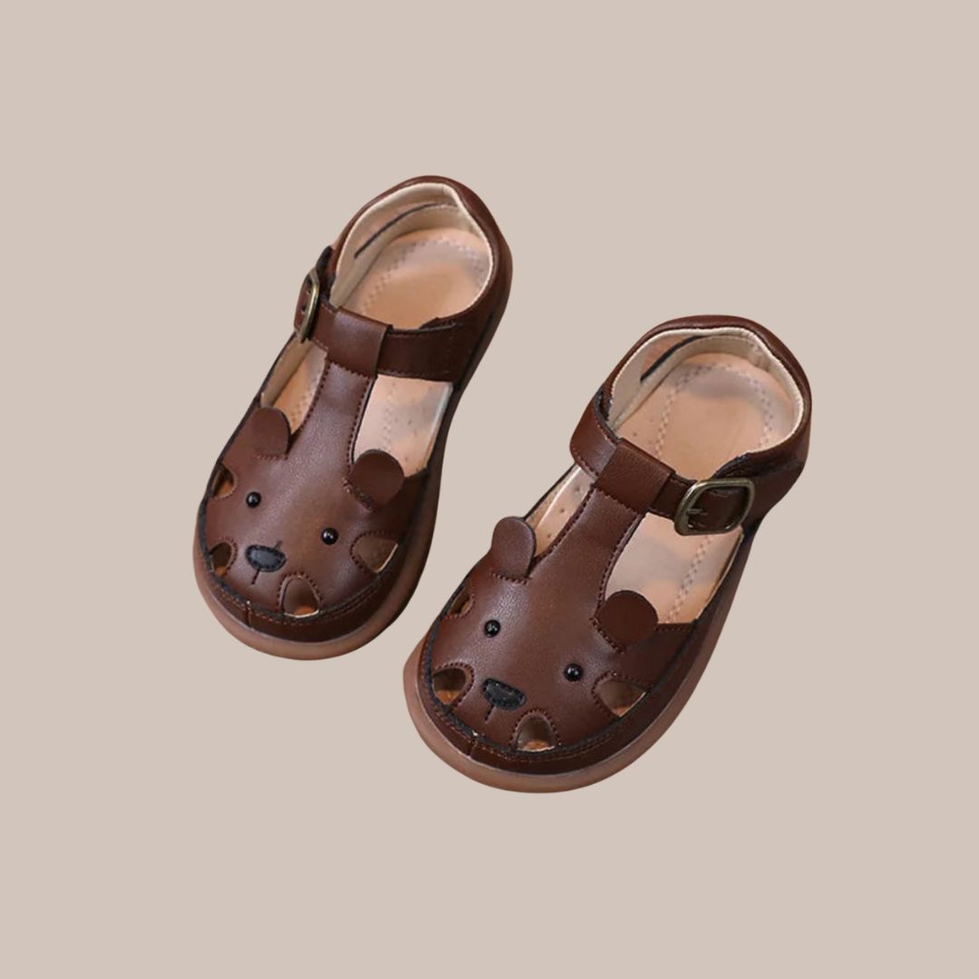 Kinder Softleder-Sandalen – Rosa Häschen oder Brauner Bär