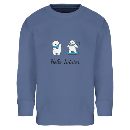Hello Winter Sweatshirt blau für Kinder - umweltfreundlicher Pullover aus nachhaltigen Materialien