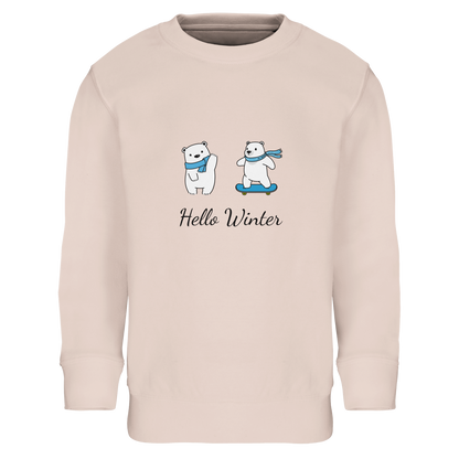 Hello Winter Kinder Sweatshirt pink - Unisex Pullover mit gerippten Bündchen für optimale Passform