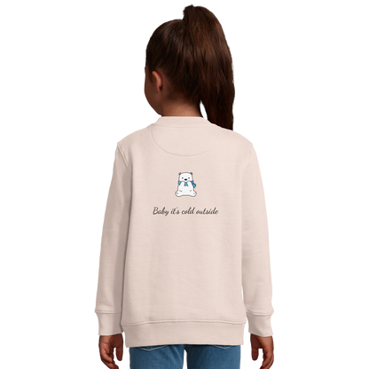 Hello Winter Sweatshirt pink Rückseite - Kinder Pullover mit stylischem Rückendruck aus recyceltem Polyester
