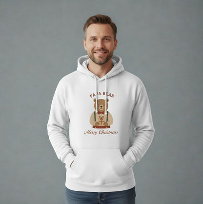 Weißer Papa Bär Weihnachtshoodie - Festliche Herrenkleidung für Väter