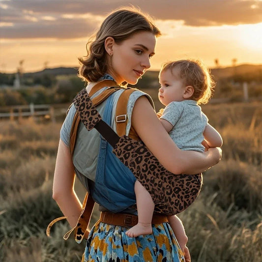 Babytrage ergonomisch aus Baumwolle in Leomuster
