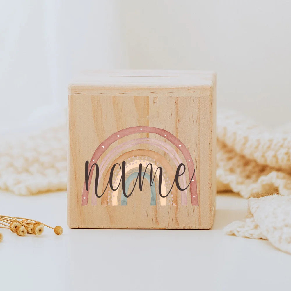Personalisierte Spardose für Kinder aus ökologischem Holz