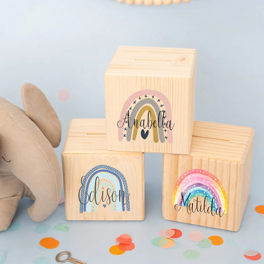 Personalisierte Spardose für Kinder aus ökologischem Holz