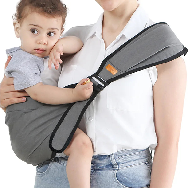 Babytrage ergonomisch aus Baumwolle in grau