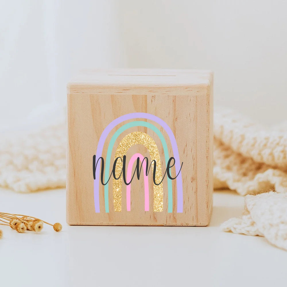 Personalisierte Spardose für Kinder aus ökologischem Holz