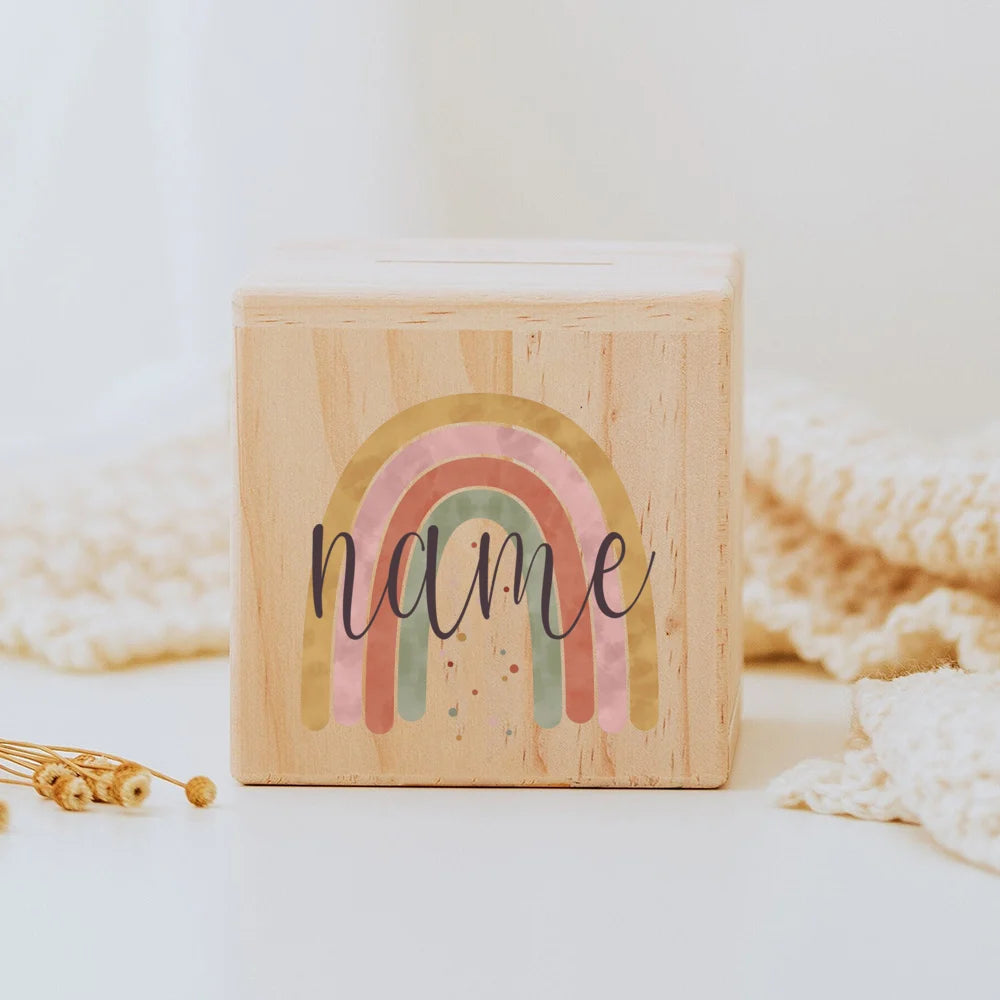 Personalisierte Spardose für Kinder aus ökologischem Holz